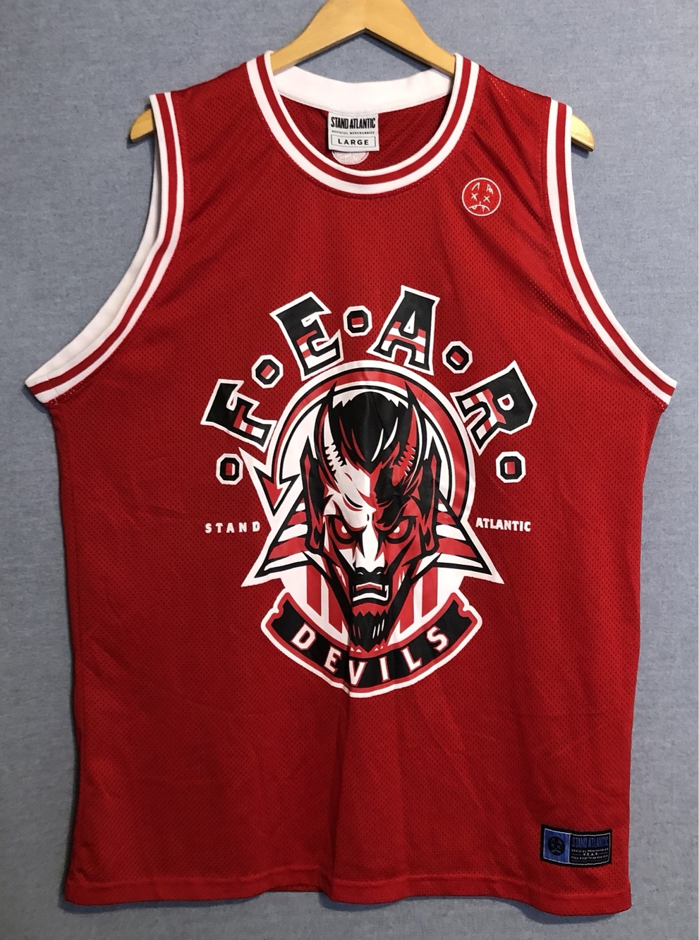 Stand Atlantic Jersey Mens Large L Red F.E.A.R. Devils 666 STAT Band Basketball